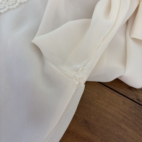 VTG 80's 90's Daniela Lace Collar Cottagecore Prairie Top Blouse SZ Medium Ivory - Picture 16 of 16